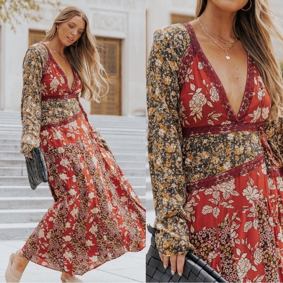 Free People Dresses & Skirts - Free People Revolve Tilda Maxi Dress in Neutral Combo size Medium